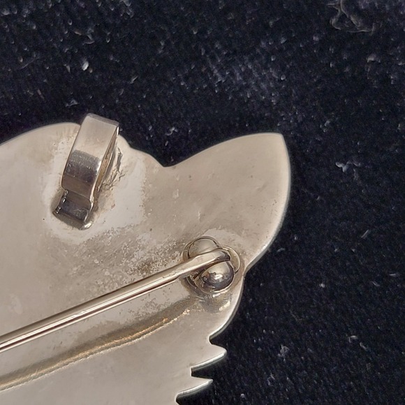 Sterling Silver 925 Cat Kitten Brooch & Pendant Pin Mixed Metal 2.25 Vtg Mexico